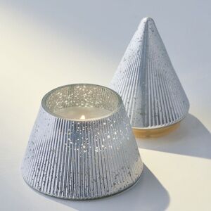 Paddywax Cypress + Fir Silver Mercury Glass Stacked Tree Candle
